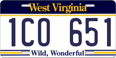 WV license plate 1CO651