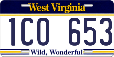 WV license plate 1CO653