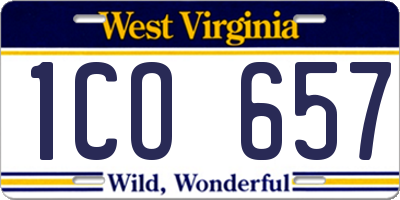 WV license plate 1CO657