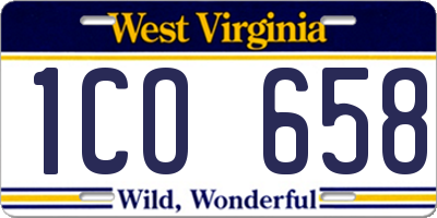 WV license plate 1CO658