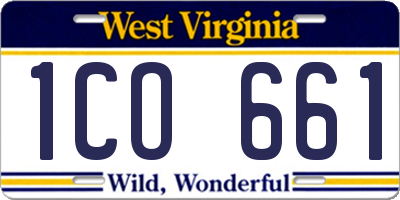 WV license plate 1CO661
