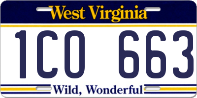 WV license plate 1CO663