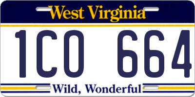 WV license plate 1CO664