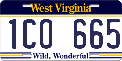 WV license plate 1CO665