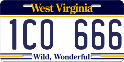 WV license plate 1CO666