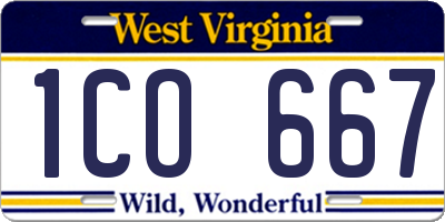 WV license plate 1CO667