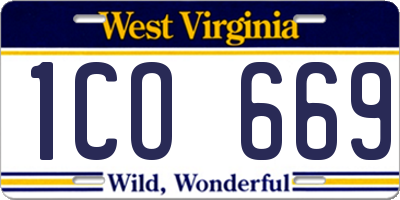 WV license plate 1CO669