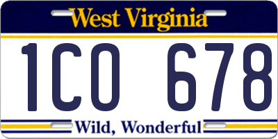 WV license plate 1CO678