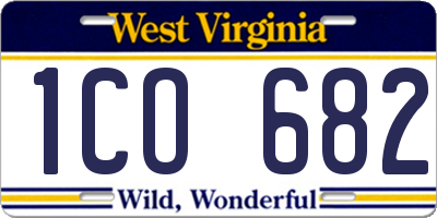WV license plate 1CO682