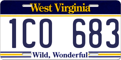 WV license plate 1CO683