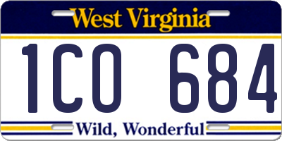 WV license plate 1CO684