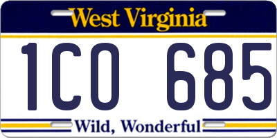 WV license plate 1CO685
