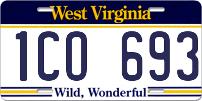 WV license plate 1CO693