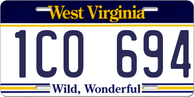 WV license plate 1CO694