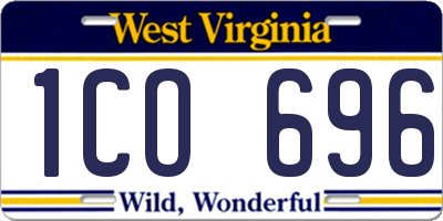 WV license plate 1CO696