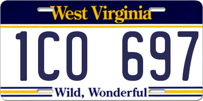 WV license plate 1CO697