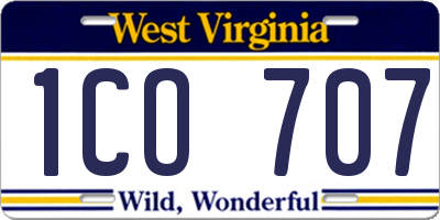 WV license plate 1CO707
