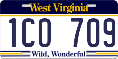 WV license plate 1CO709