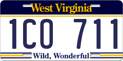 WV license plate 1CO711