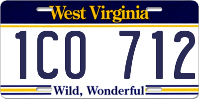WV license plate 1CO712