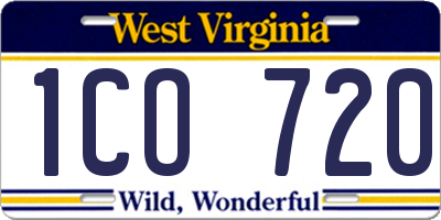 WV license plate 1CO720