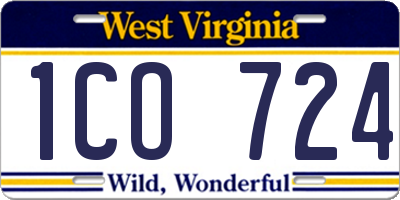WV license plate 1CO724