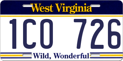WV license plate 1CO726