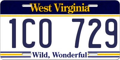 WV license plate 1CO729
