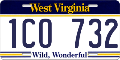 WV license plate 1CO732