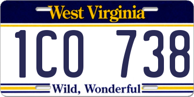 WV license plate 1CO738