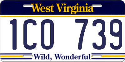 WV license plate 1CO739