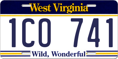 WV license plate 1CO741