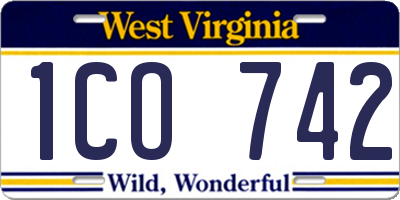 WV license plate 1CO742