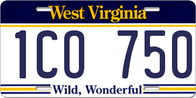 WV license plate 1CO750