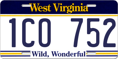 WV license plate 1CO752