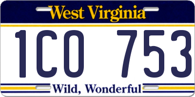 WV license plate 1CO753
