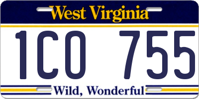 WV license plate 1CO755