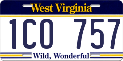 WV license plate 1CO757