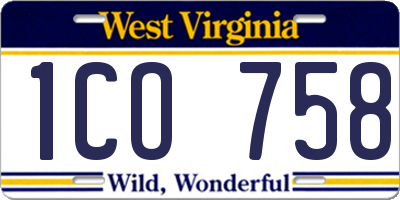 WV license plate 1CO758
