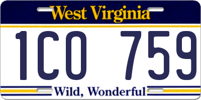 WV license plate 1CO759