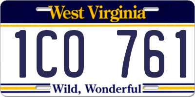 WV license plate 1CO761
