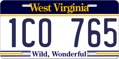 WV license plate 1CO765