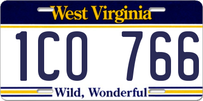 WV license plate 1CO766