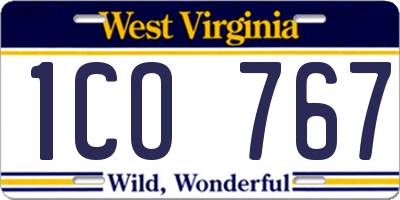 WV license plate 1CO767