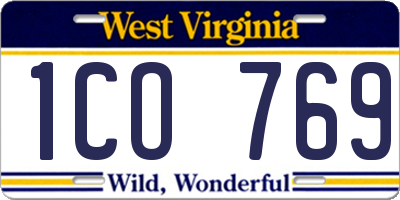 WV license plate 1CO769