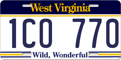 WV license plate 1CO770