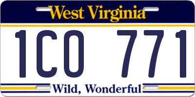WV license plate 1CO771