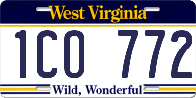 WV license plate 1CO772