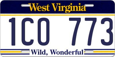 WV license plate 1CO773