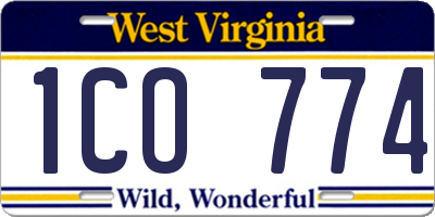 WV license plate 1CO774